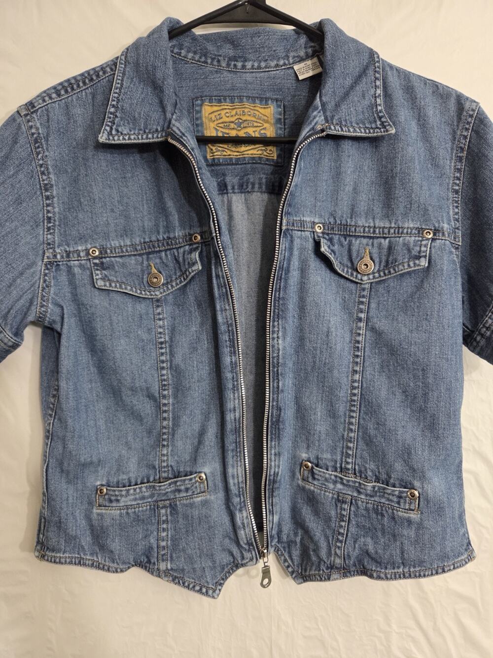 VTG Liz Wear Denim Vest Women Medium Grunge Western Cowgirl Aztec 90s Y2K Retro
